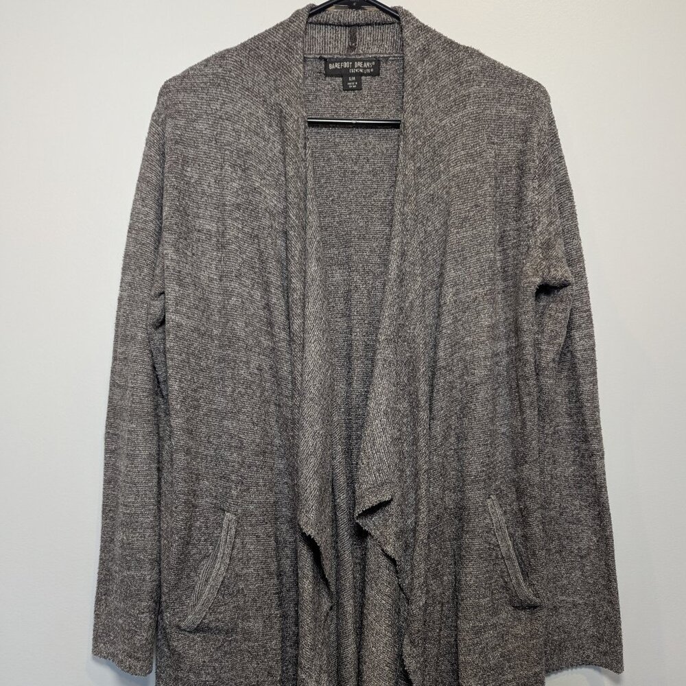 Barefoot Dreams Cozychic Lite Womens Open Front Cardigan W/Pockets Gray - S/M